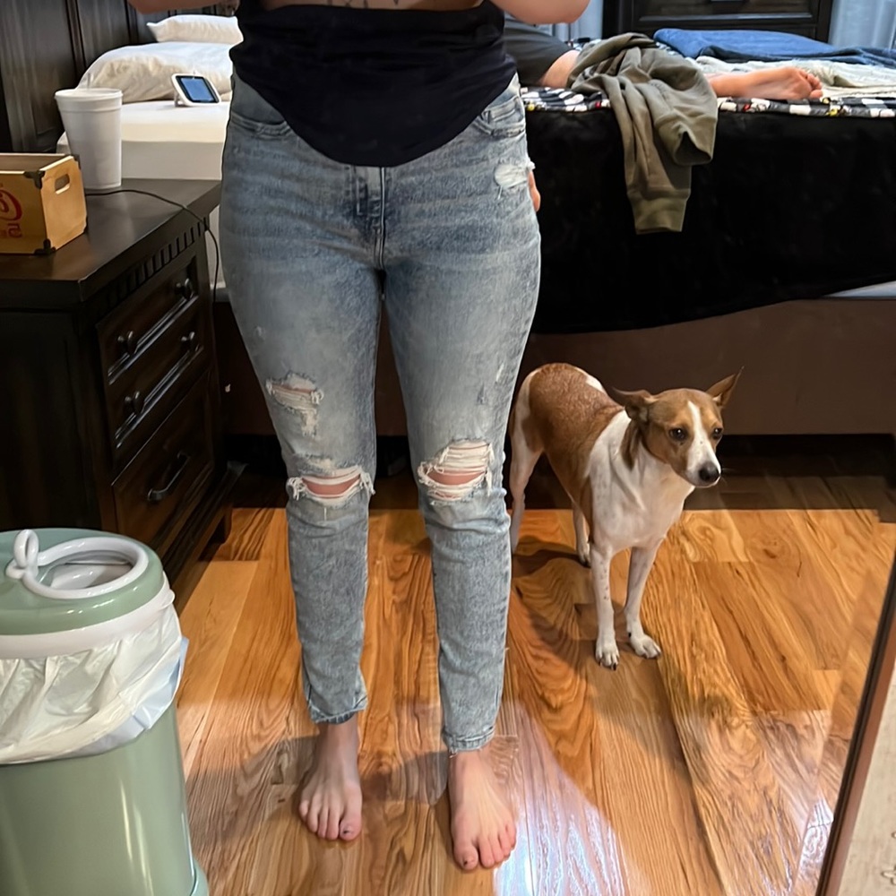 Pink blush maternity jeans